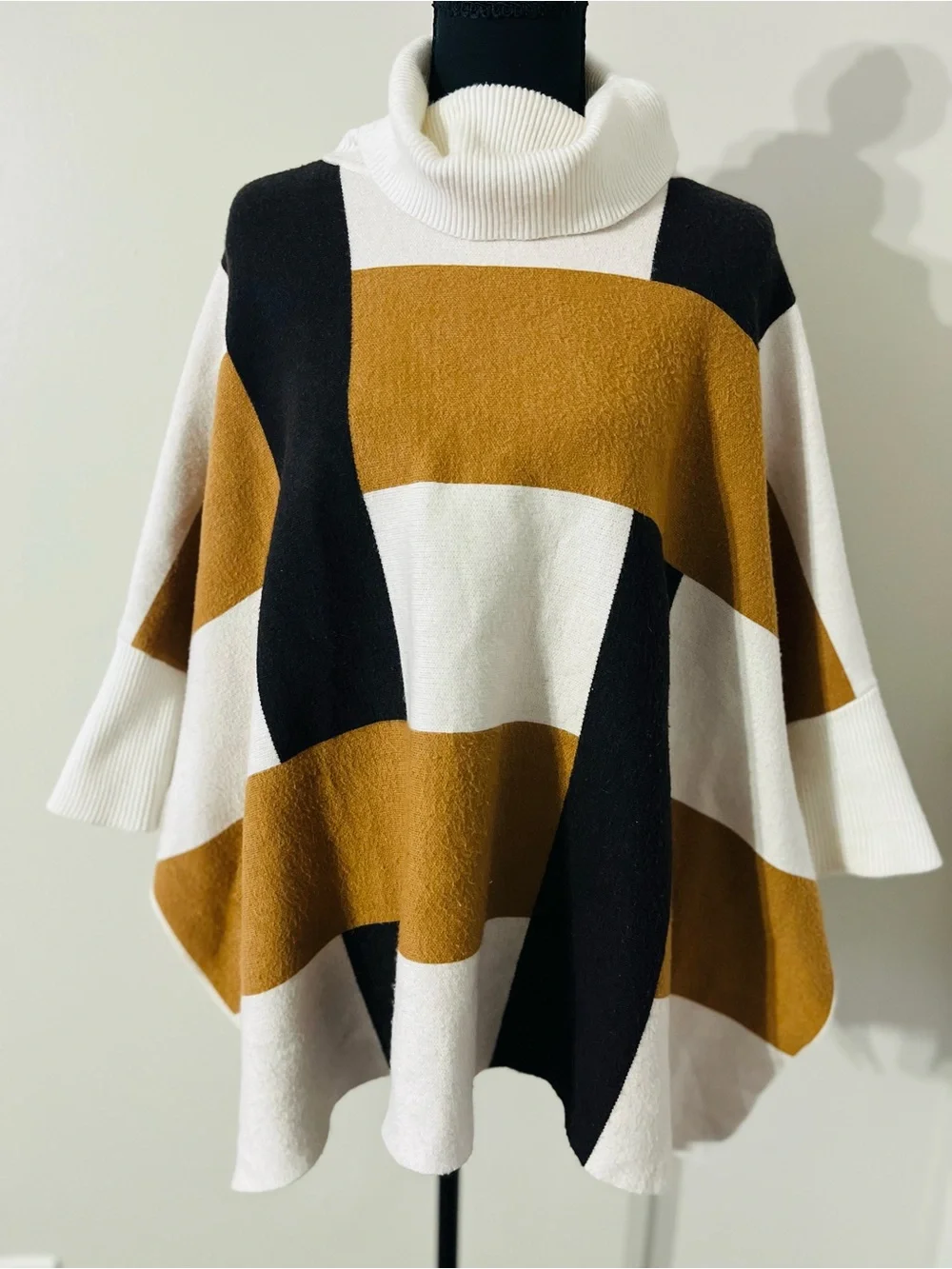 Anthropologie Mod Turtleneck Knit Sweater Poncho - Picture 2 of 5